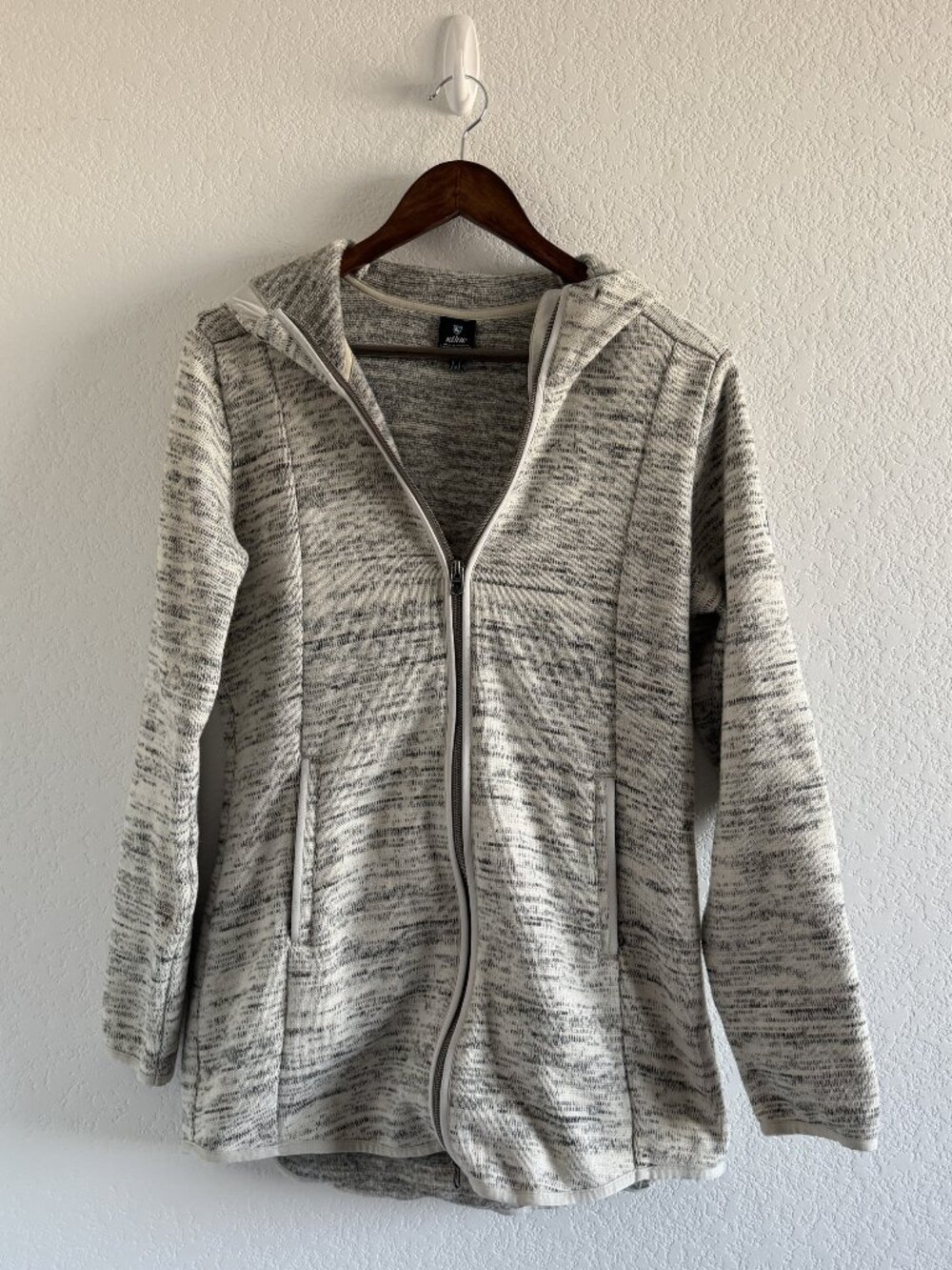 KÜHL Grey Marled Full Zip-Up Hoodie Athletic Women's Size M Polyester white